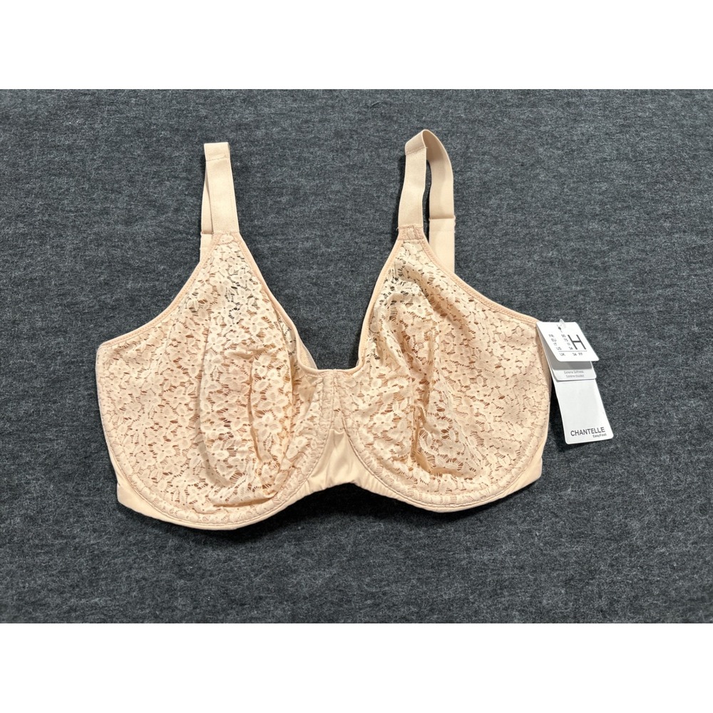 Chantelle Norah Underwire Bra Women 34H Nude NEW Unlined Lace C13F10 Comfort